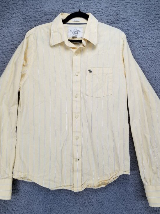 Abercrombie & Fitch Other - Abercrombie & Fitch Shirt Mens XL Yellow Pinstripe Cotton Long Sleeve Button Up